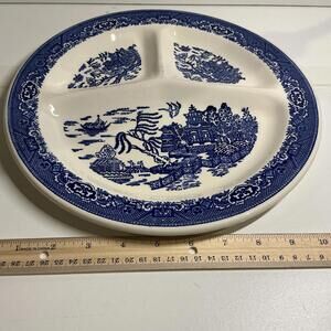 Vintage Royal China Blue Willow Divided Platter – 3 Section Serving Dish – USA